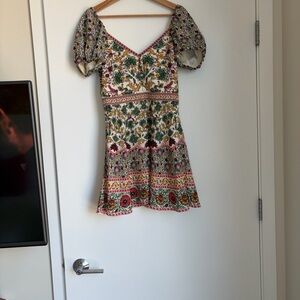 Alice + Olivia Floral Mini Dress - Red, Green, Pink